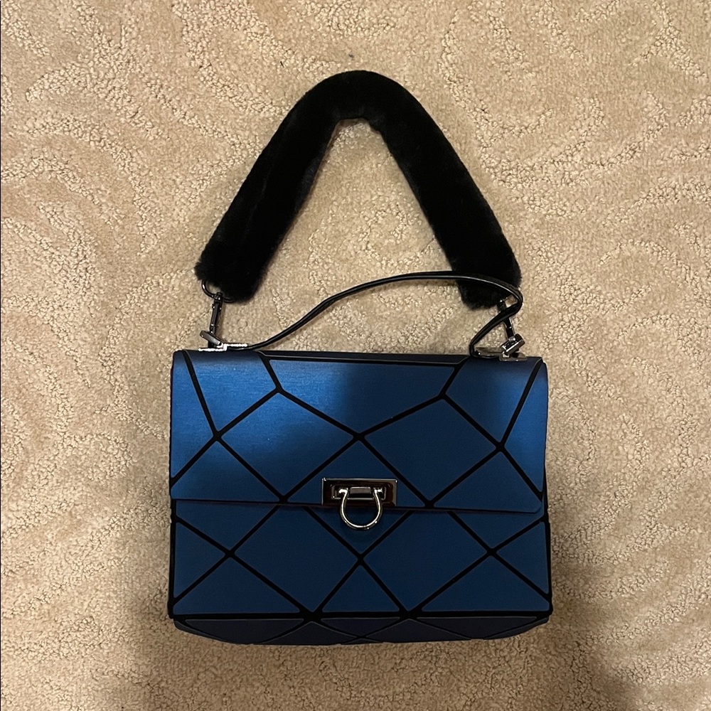 Patrizia Luca Blue Geometric Shoulder Bag